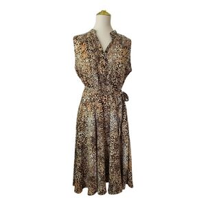 Nanette‎ Lepore Sleeveless Leopard Print Dress with Waist Tie - Size 12 Womens